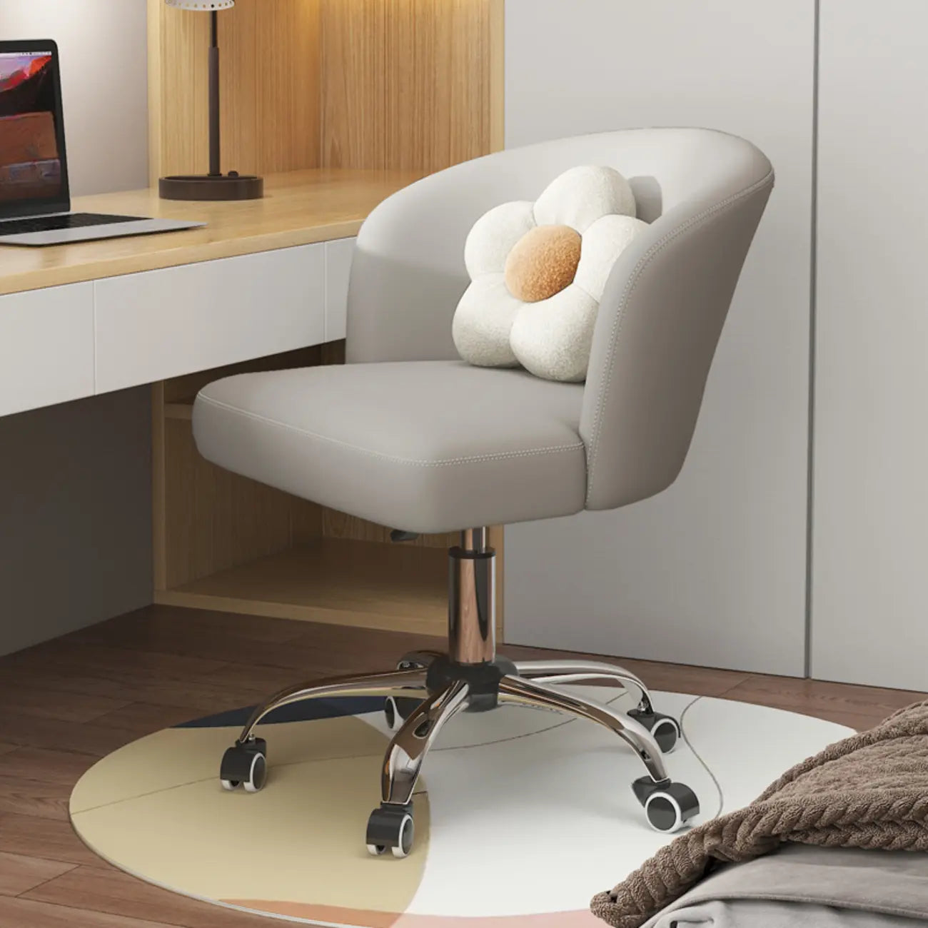 Elegant Orange Leather Swivel Office Chair