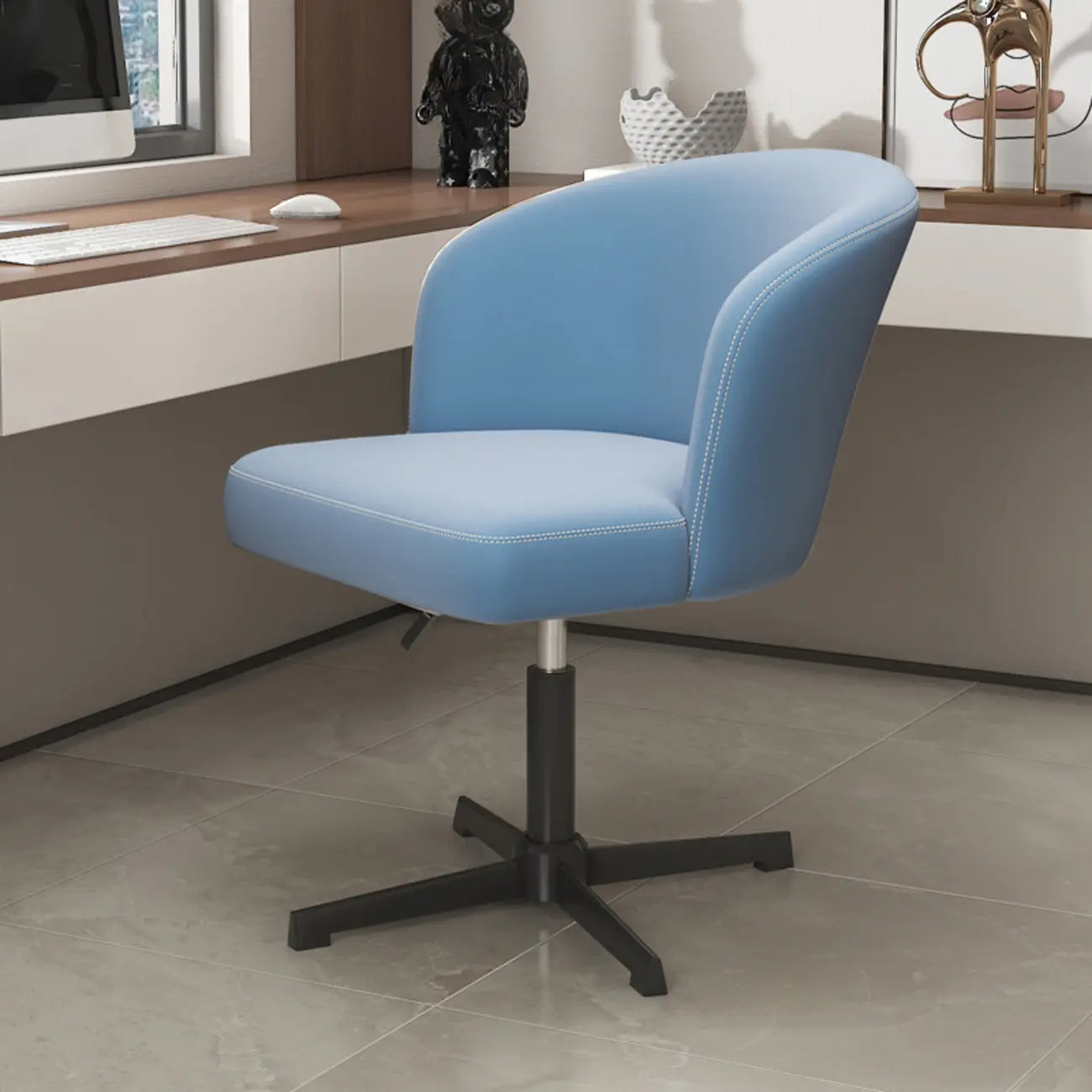 Elegant Orange Leather Swivel Office Chair