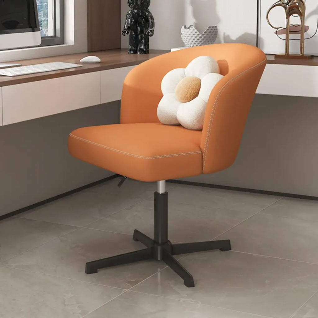 Elegant Orange Leather Swivel Office Chair