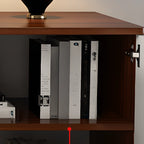 Modern White Wooden TV Stand with Storage and Cable Management