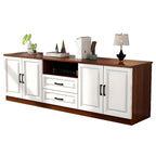 Modern White Wooden TV Stand with Storage and Cable Management