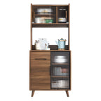Kitchen Brown Wooden Hutch Top Sideboards with Pegboard Back