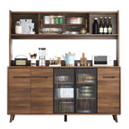 Kitchen Brown Wooden Hutch Top Sideboards with Pegboard Back