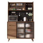 Kitchen Brown Wooden Hutch Top Sideboards with Pegboard Back