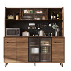 Kitchen Brown Wooden Hutch Top Sideboards with Pegboard Back