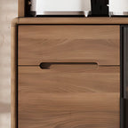Kitchen Brown Wooden Hutch Top Sideboards with Pegboard Back