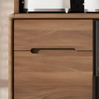 Kitchen Brown Wooden Hutch Top Sideboards with Pegboard Back