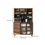 Kitchen Brown Wooden Hutch Top Sideboards with Pegboard Back