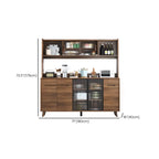 Kitchen Brown Wooden Hutch Top Sideboards with Pegboard Back