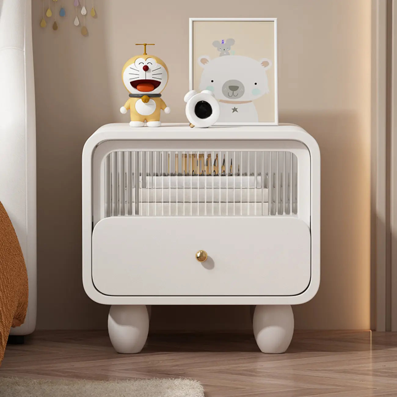 Modern Bedside Table with Storage Drawer - Khaki