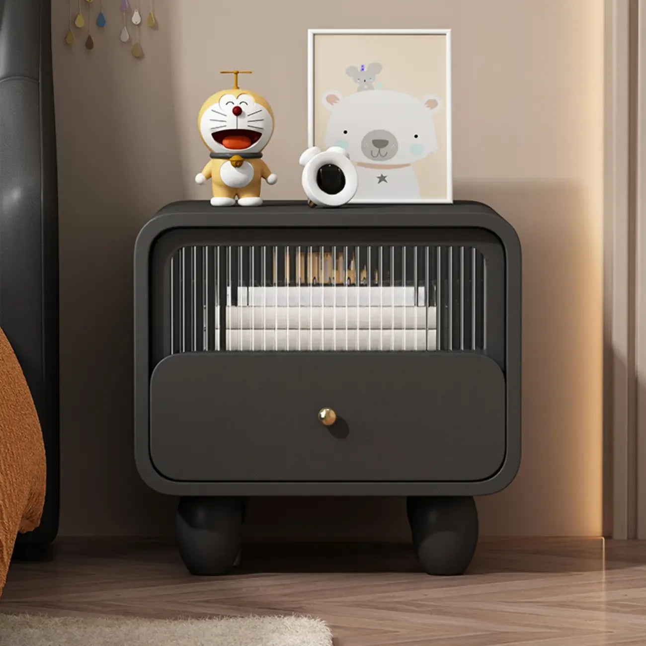 Modern Bedside Table with Storage Drawer - Khaki