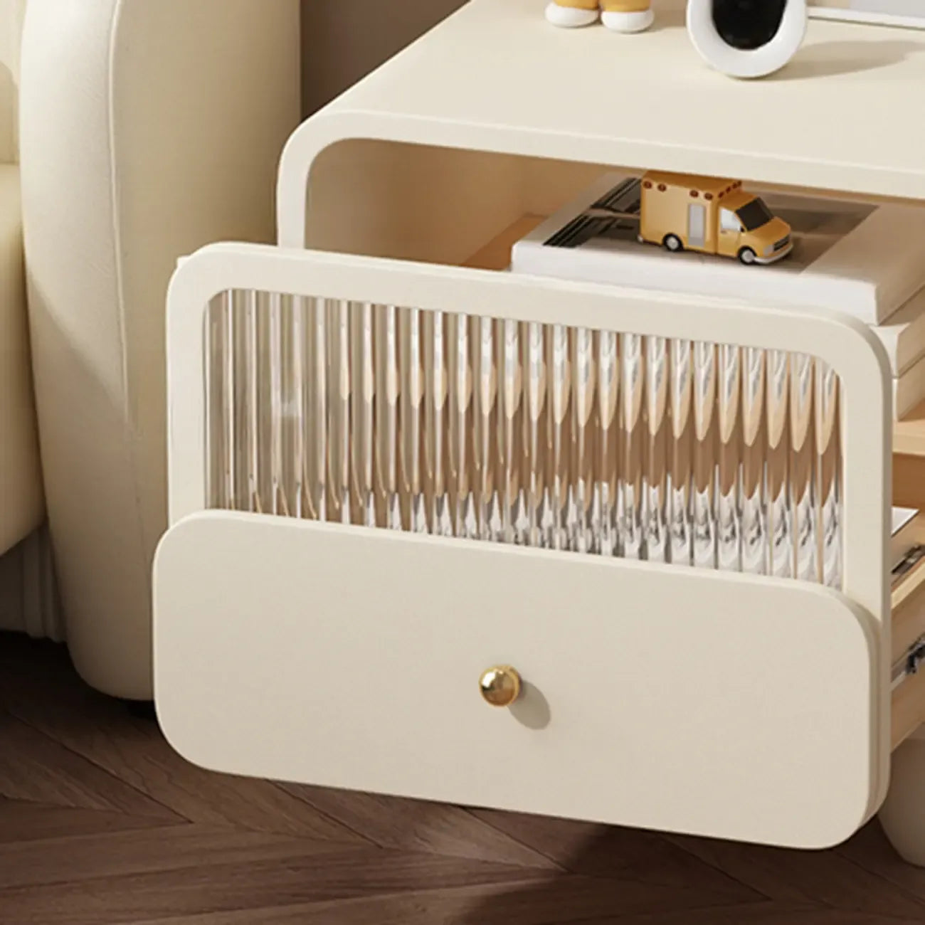 Modern Bedside Table with Storage Drawer - Khaki