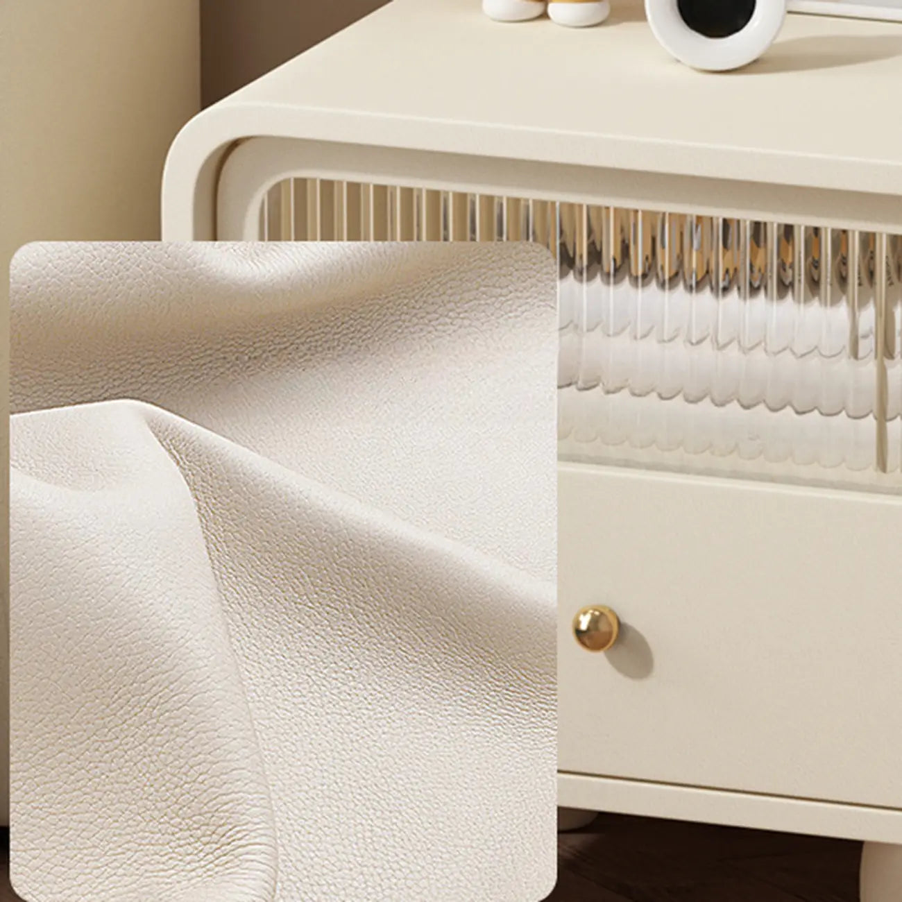 Modern Bedside Table with Storage Drawer - Khaki