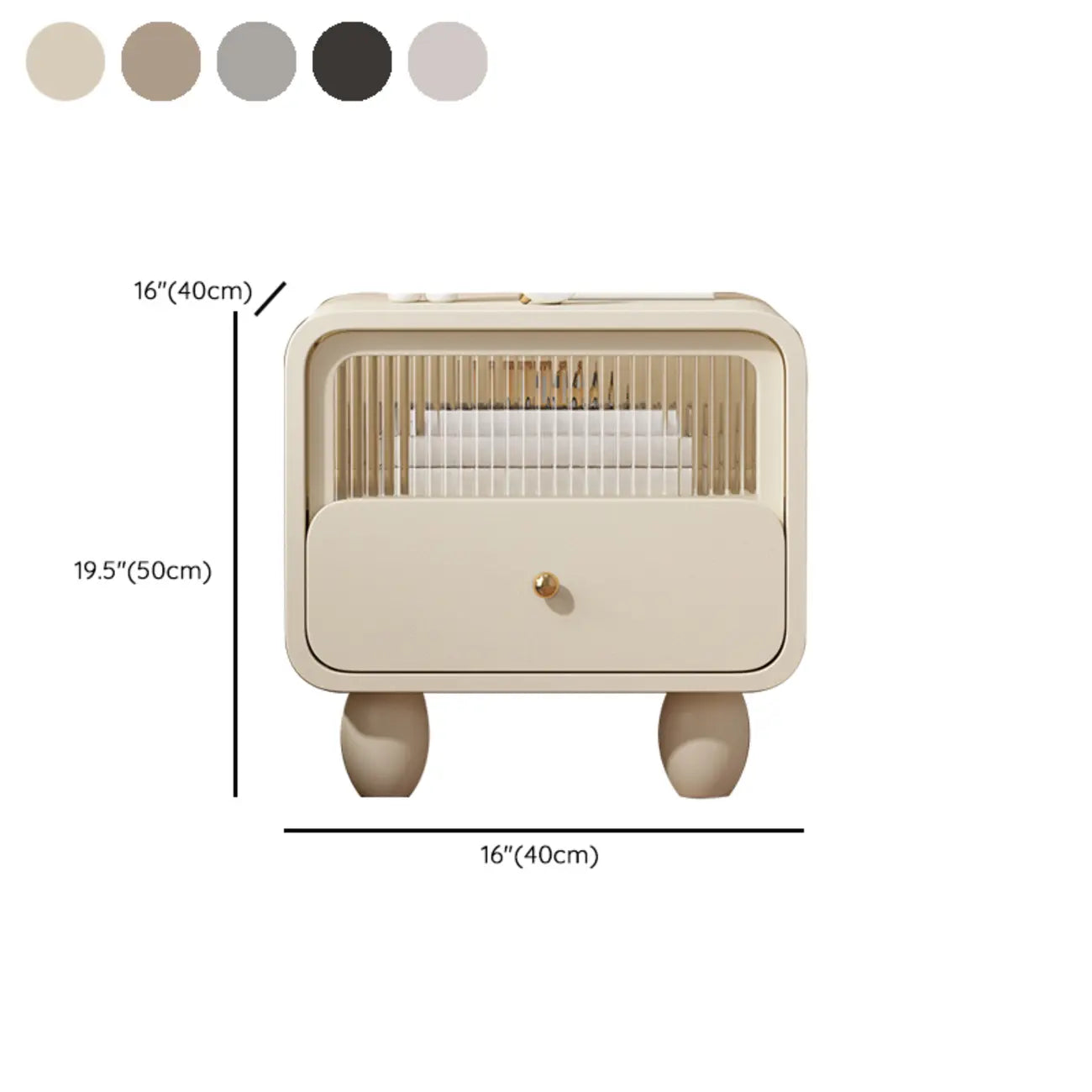 Modern Bedside Table with Storage Drawer - Khaki