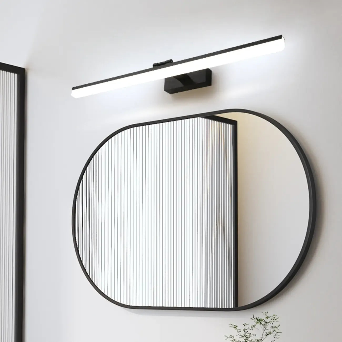 Rectangle 1-Light Black Metal Vanity Light for Bathroom