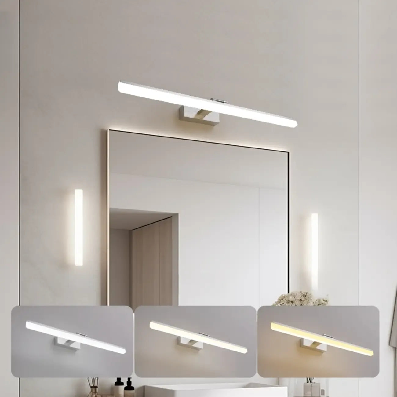 Rectangle 1-Light Black Metal Vanity Light for Bathroom