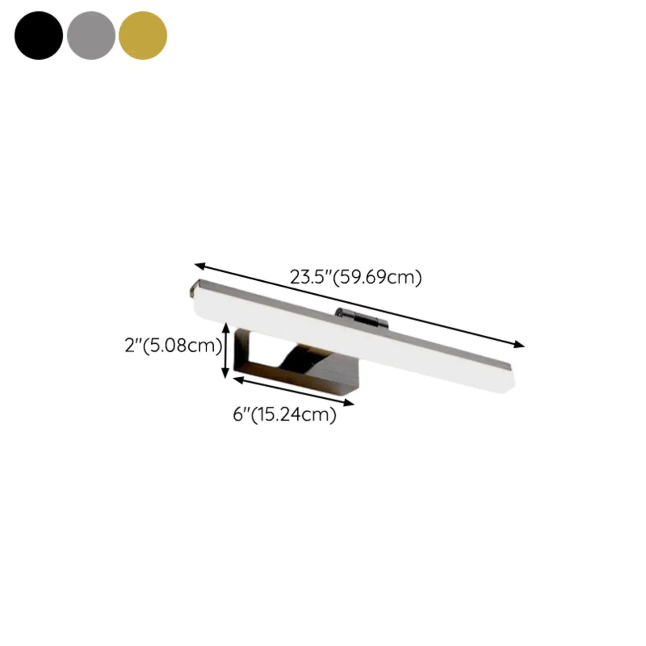 Rectangle 1-Light Black Metal Vanity Light for Bathroom