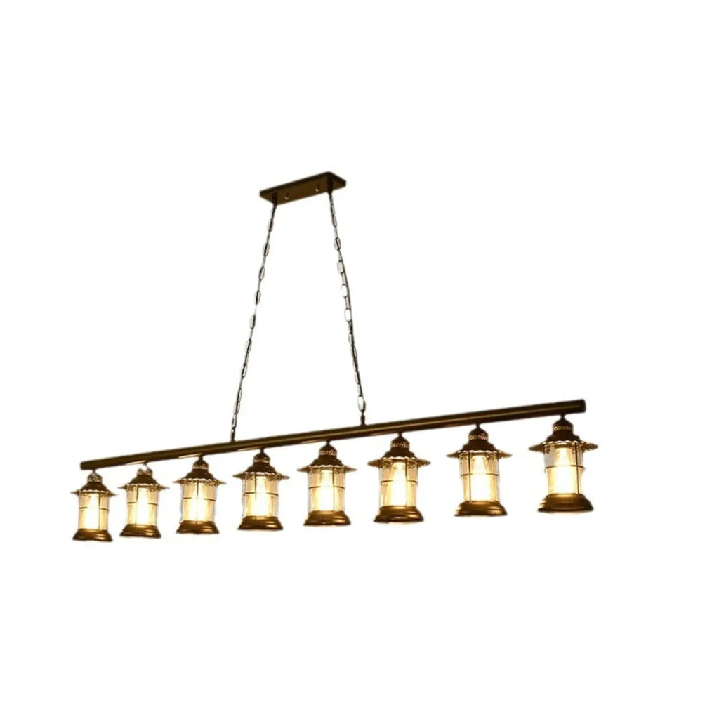 Farmhouse Industrial Rust Cylinder Black Linear Chandelier for Kitchen Island