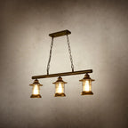 Farmhouse Industrial Rust Cylinder Black Linear Chandelier for Kitchen Island