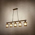 Farmhouse Industrial Rust Cylinder Black Linear Chandelier for Kitchen Island