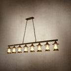 Farmhouse Industrial Rust Cylinder Black Linear Chandelier for Kitchen Island