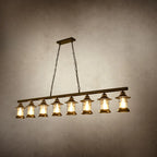 Farmhouse Industrial Rust Cylinder Black Linear Chandelier for Kitchen Island