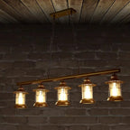 Farmhouse Industrial Rust Cylinder Black Linear Chandelier for Kitchen Island
