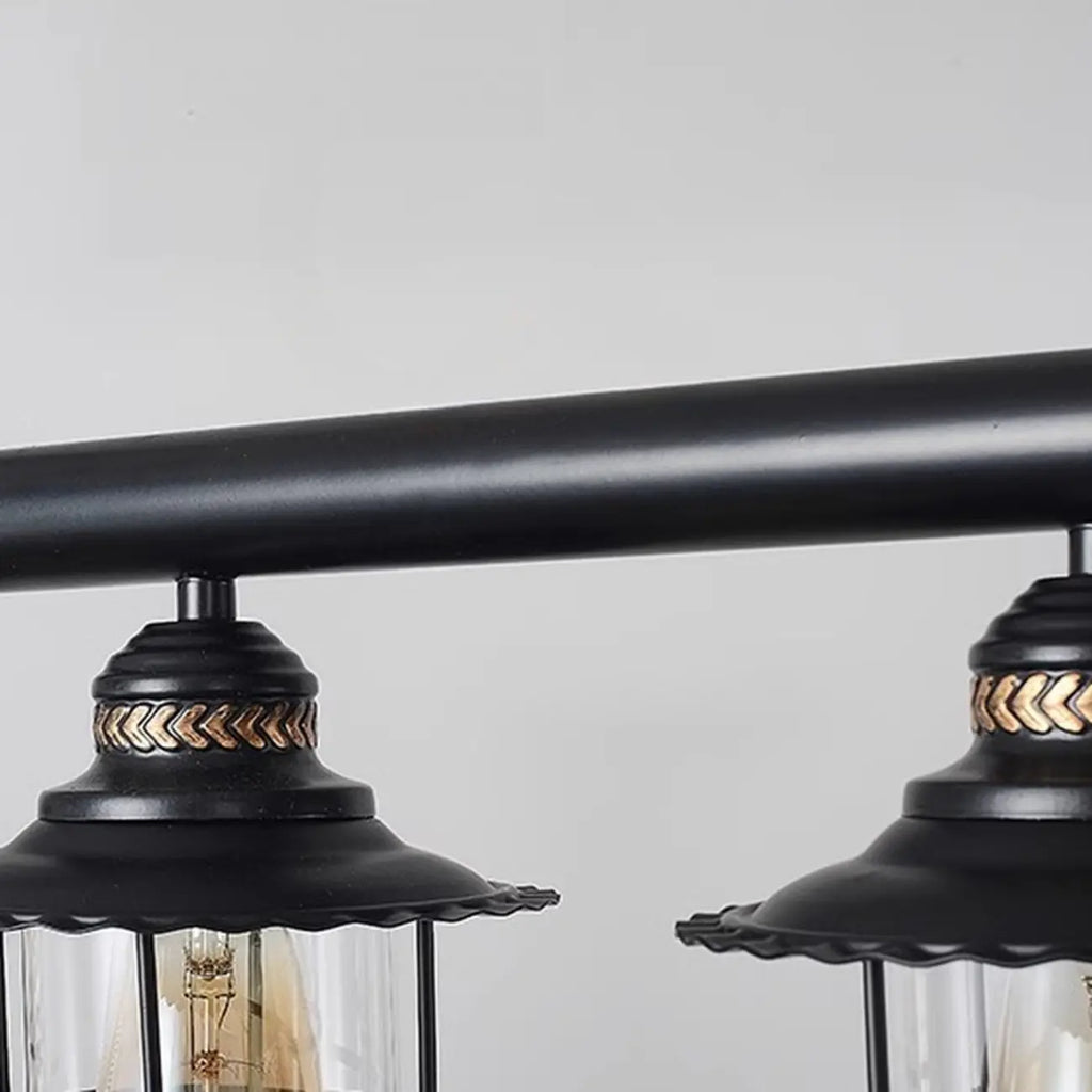 Farmhouse Industrial Rust Cylinder Black Linear Chandelier for Kitchen Island
