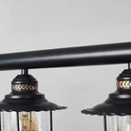 Farmhouse Industrial Rust Cylinder Black Linear Chandelier for Kitchen Island