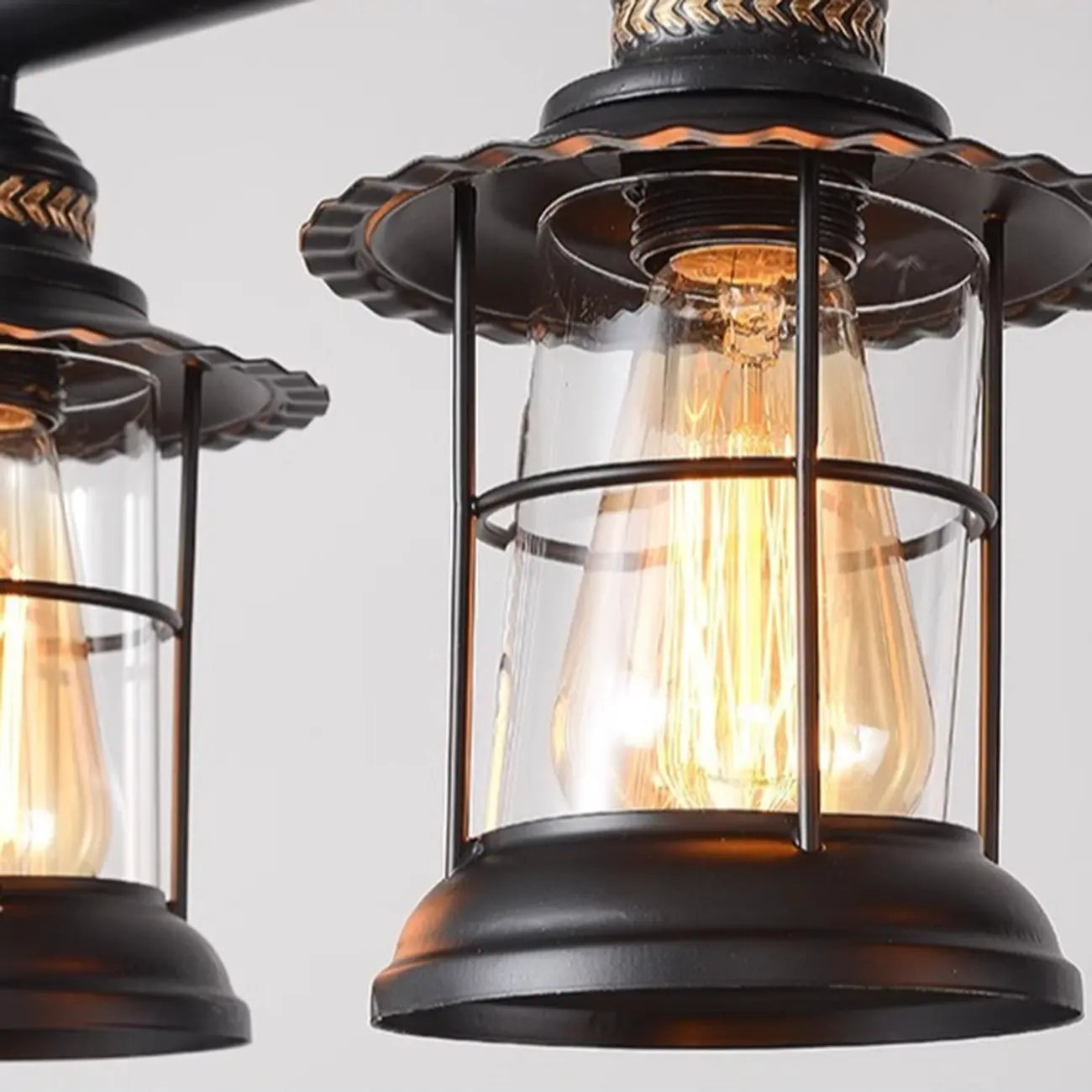Farmhouse Industrial Rust Cylinder Black Linear Chandelier for Kitchen Island