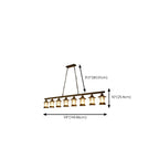 Farmhouse Industrial Rust Cylinder Black Linear Chandelier for Kitchen Island
