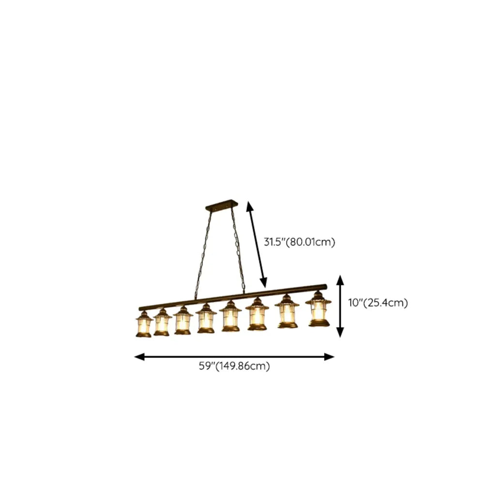 Farmhouse Industrial Rust Cylinder Black Linear Chandelier for Kitchen Island