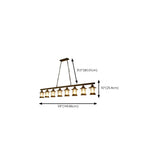 Farmhouse Industrial Rust Cylinder Black Linear Chandelier for Kitchen Island