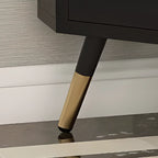 Elegant White Black Faux Marble Top Arch Glass Corner Cabinet