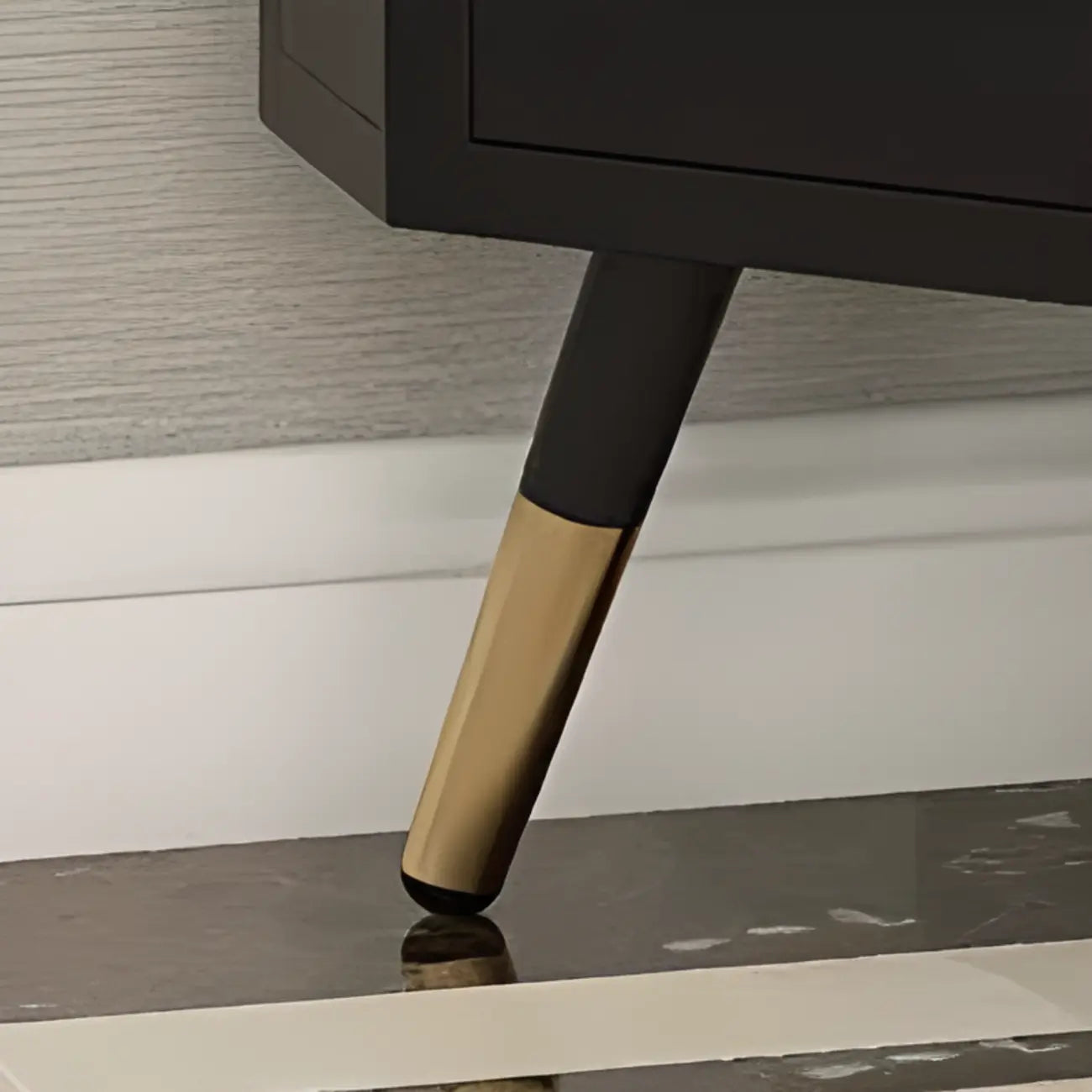 Elegant White Black Faux Marble Top Arch Glass Corner Cabinet