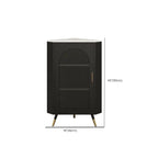 Elegant White Black Faux Marble Top Arch Glass Corner Cabinet
