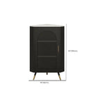 Elegant White Black Faux Marble Top Arch Glass Corner Cabinet