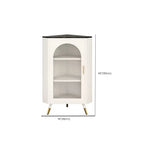 Elegant White Black Faux Marble Top Arch Glass Corner Cabinet