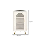 Elegant White Black Faux Marble Top Arch Glass Corner Cabinet