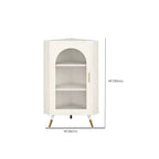 Elegant White Black Faux Marble Top Arch Glass Corner Cabinet