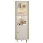 Modern Gold Beige Wood Corner Utility Cabinet with Lighting