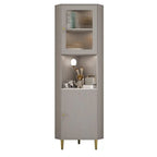 Modern Gold Beige Wood Corner Utility Cabinet with Lighting