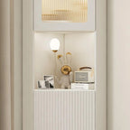 Modern Gold Beige Wood Corner Utility Cabinet with Lighting