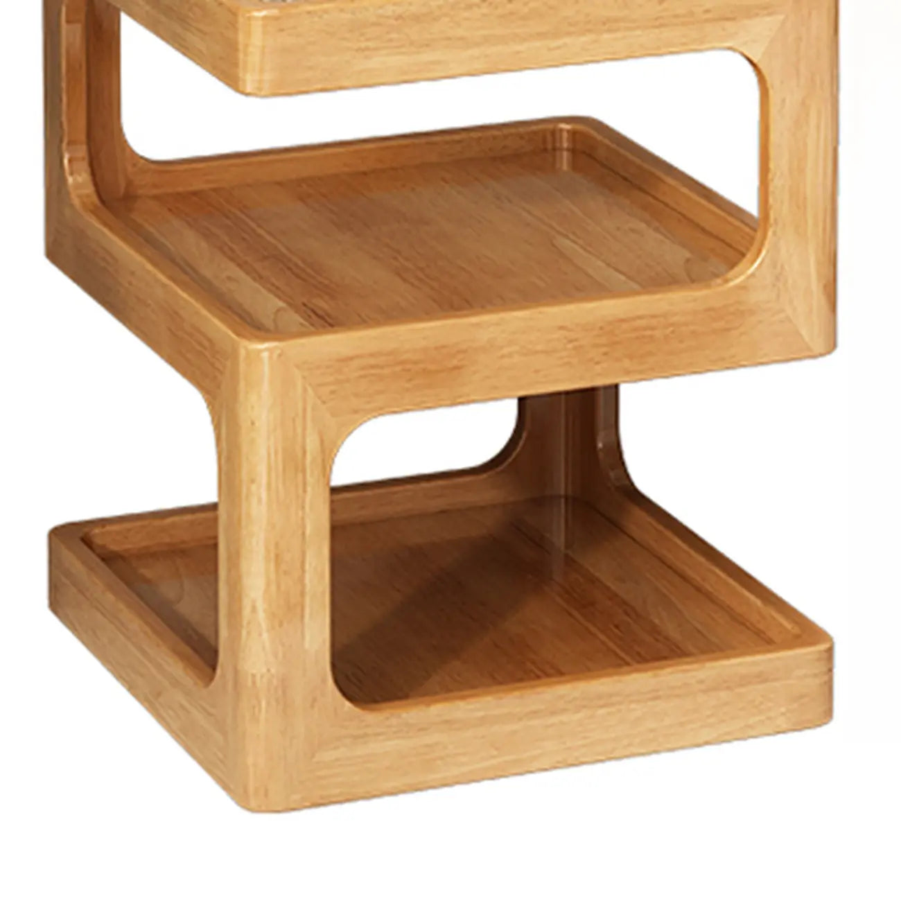 3 Tiers Square Wood Glass Top Open Storage Side Table