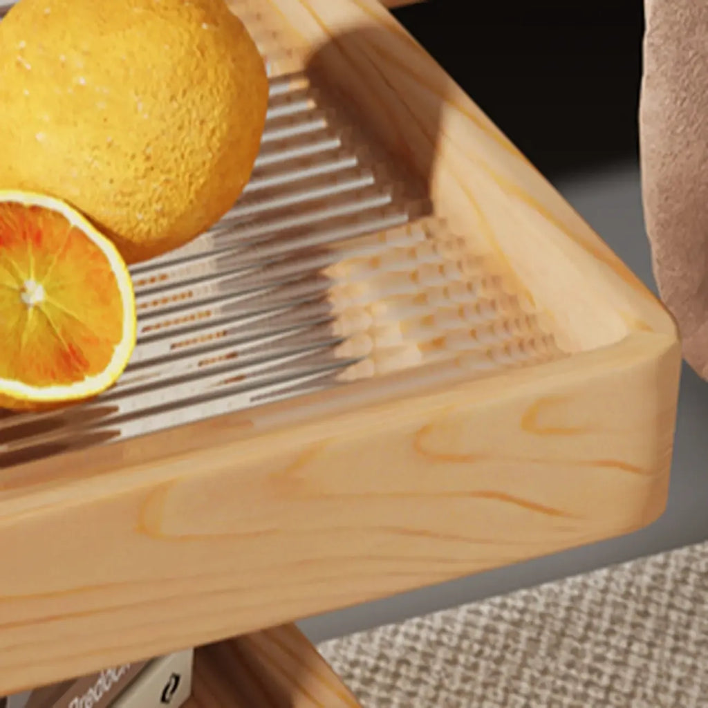 3 Tiers Square Wood Glass Top Open Storage Side Table