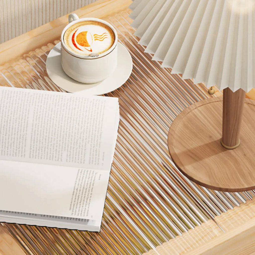 3 Tiers Square Wood Glass Top Open Storage Side Table