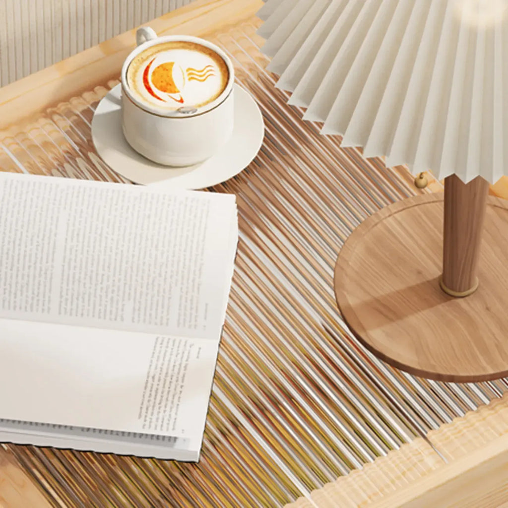 3 Tiers Square Wood Glass Top Open Storage Side Table