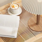 3 Tiers Square Wood Glass Top Open Storage Side Table