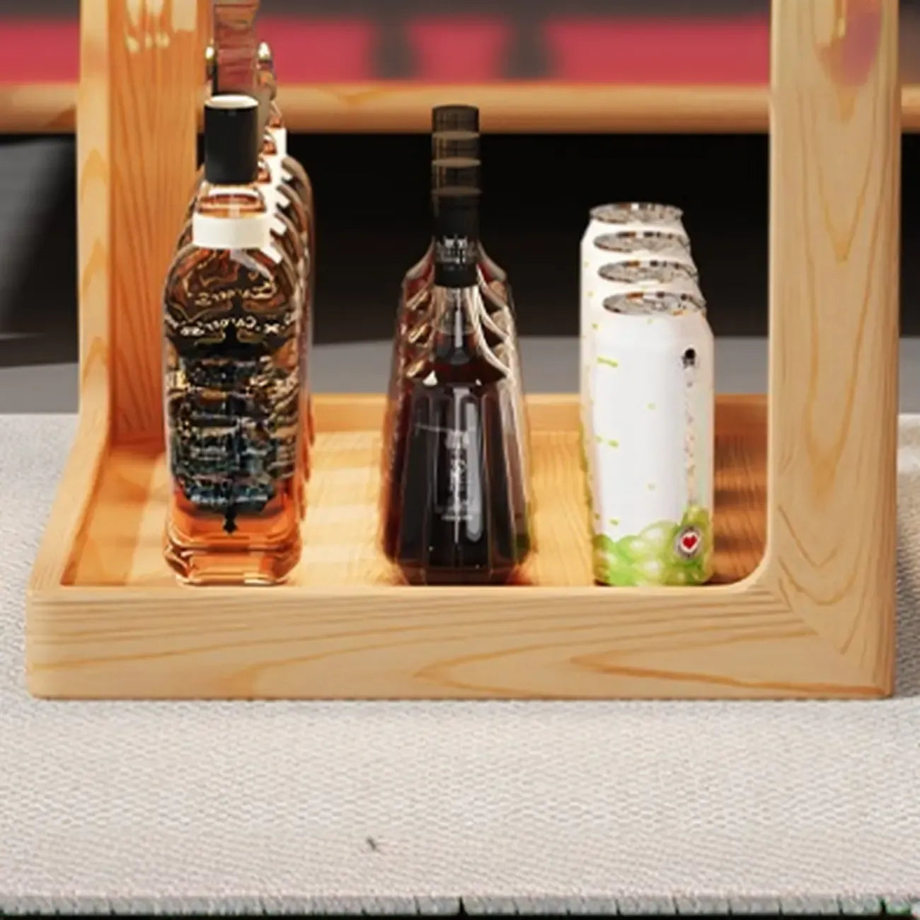 3 Tiers Square Wood Glass Top Open Storage Side Table