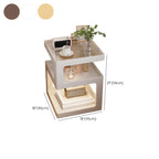 3 Tiers Square Wood Glass Top Open Storage Side Table